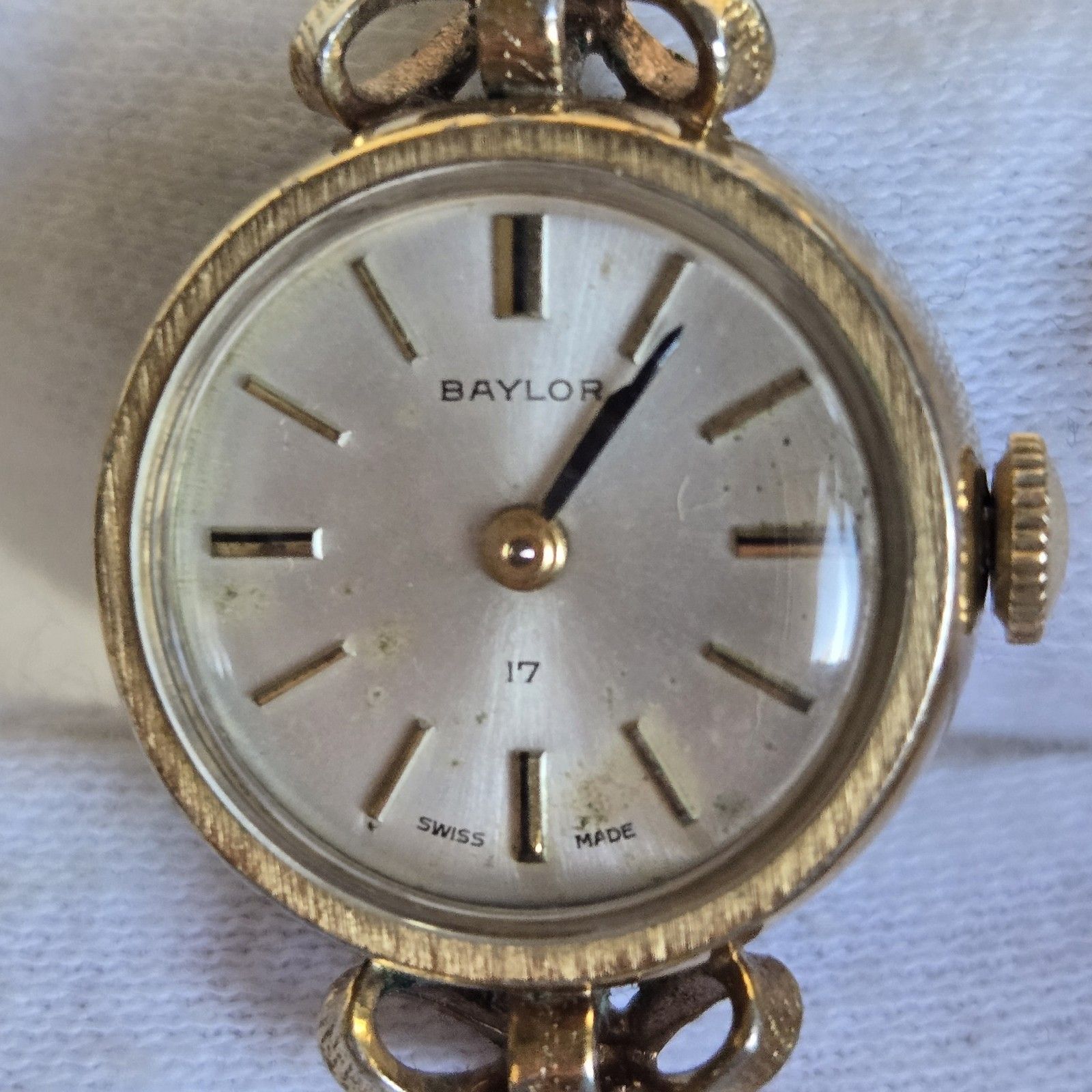 Vtg Ladies Baylor 17 Jewel Swiss Mechanical Watch Speidel For Parts Repair Read